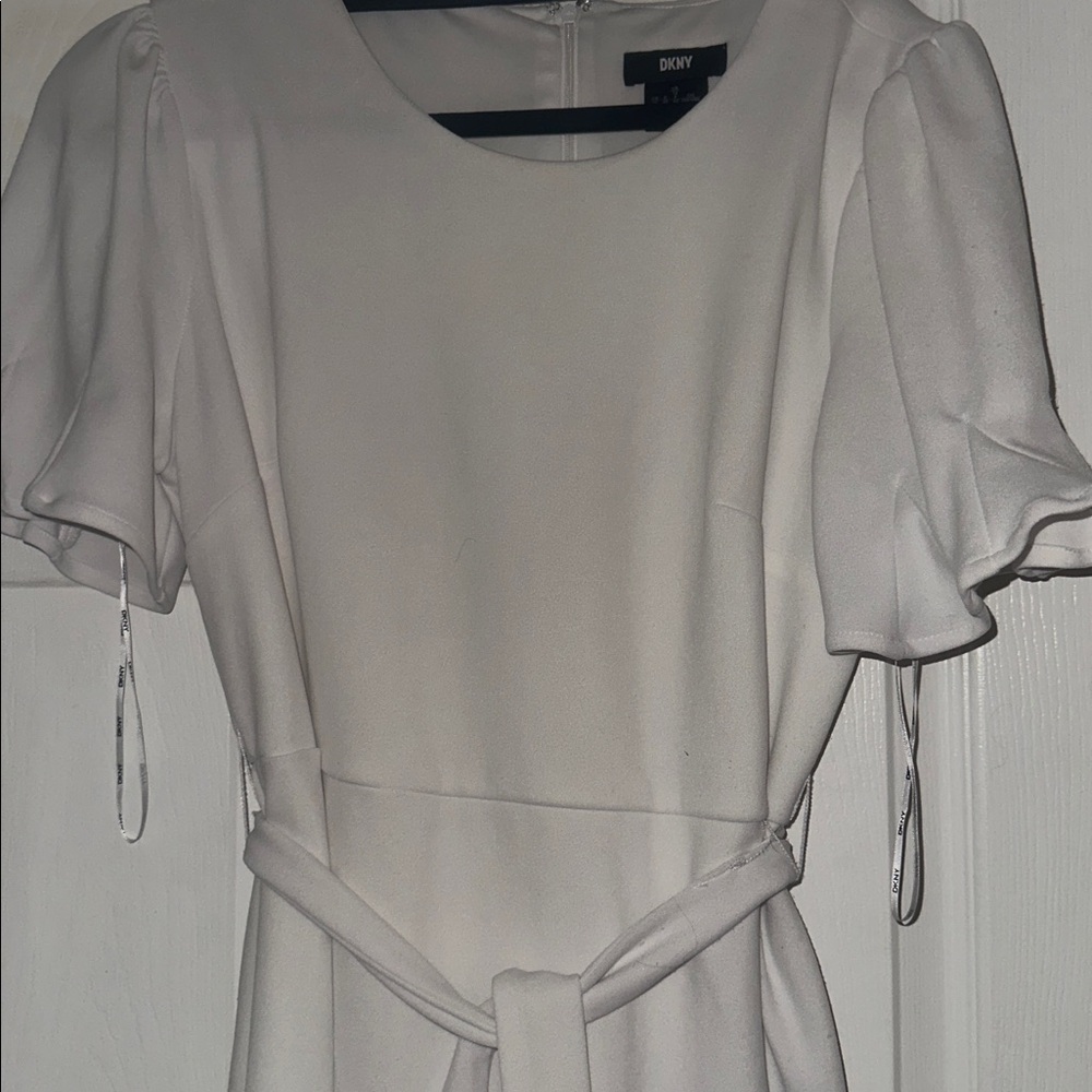 DKNY Cream Short Sleeve Dress